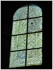 Northwest transept grisaille glass (13th c.), Aubazines Abbey click for full-size image