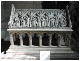 St. Stephen of Obasine's tomb (13th c.) with canopy (late 15th-early 16th c.), Aubazines Abbey click for full-size image