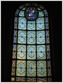 Lady Chapel, left window (Lusson, late 19th c.), La Rochelle Cathedral click for full-size image