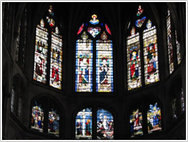 Choir windows (15th c.), lower windows (19th c.), St-Séverin, Paris click for full-size image