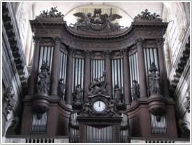 Organ at west end (Cliquot, 1781), buffet (Chalgrin, 1781), St-Sulpice, Paris click for full-size image