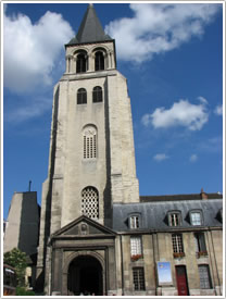West front tower; tower entrance (early 11th c.), St-Germain-des-Prés, Paris click for full-size image