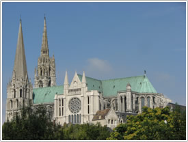 Cathedral from southeast, Chartres Cathedral click for full-size image