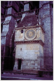 Renaissance clock (1520), north side of nave, Chartres Cathedral click for full-size image