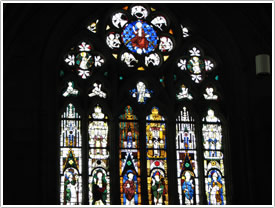 Chapelle St-Piat, Bishop's window (14th c.), Chartres Cathedral click for full-size image