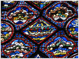 Window #64, north nave, Noah, 5th rondel (13th c.), Chartres Cathedral click for full-size image