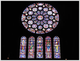 Window #95, south transept rose & lancets (c. 1225), Chartres Cathedral click for full-size image