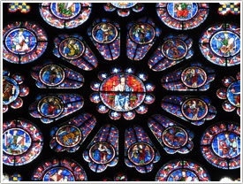 Window #95, south transept rose, center (detail) (c. 1225), Chartres Cathedral click for full-size image