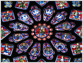 Window #145, north transept rose, center (detail) (c. 1230), Chartres Cathedral click for full-size image