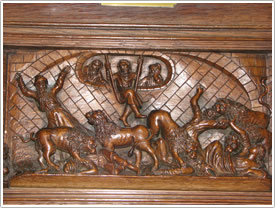 Ambulatory bas relief, Daniel in the Lions' Den (1623-27), Église Ste-Élisabeth, Paris click for full-size image