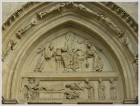West front north portal tympanum (1170-95), Collégiale Notre-Dame, Mantes click for full-size image