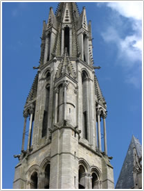 South tower spire (1230s) from south, Senlis Cathedral click for full-size image