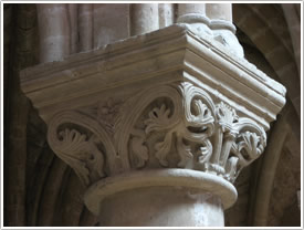 North ambulatory acanthus capital (12th c.), Senlis Cathedral click for full-size image