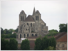 Approaching abbey (12th-13th c.) from east, Abbey St-Nicolas, St-Leu-d'Esserant click for full-size image