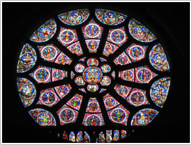 West end rose (early 13th c., with 19th c. glass), Notre-Dame-en-Vaux, Châlons-en-Champagne click for full-size image