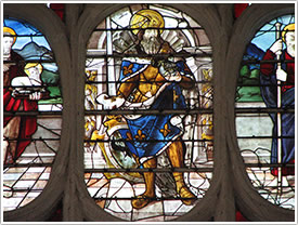 'Charlemagne,' bay 11, rose window (16th c.) (detail), Sainte-Chapelle St-Louis, Champigny-sur-Veude click for full-size image