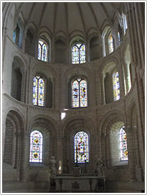 Apse (begun 1089), top clerestory & hemicycle vault (14th c.), Abbey, Cerisy-la-Forêt click for full-size image