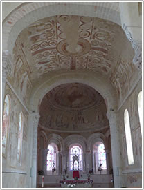 Choir frescoes (2nd quarter 12th c.), St-Éloi, Chalivoy-Milon click for full-size image