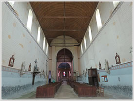 Nave looking east (mid-12th c.); wooden vaults (16th c.), St-Michel, Chârost click for full-size image