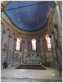 Apse (mid-12th c.) with 19th c. decoration, St-Michel, Chârost click for full-size image