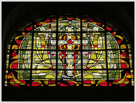 South nave clerestory, bay 2, (Max Ingrand, 1950s), Notre-Dame, La Charité-sur-Loire click for full-size image