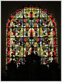 West window (Max Ingrand, 1950s), Notre-Dame, La Charité-sur-Loire click for full-size image
