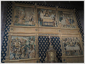Chapelle Notre-Dame-de-Pitié, Eucharistic tapestry (1510), southeast transept, Chalon-sur-Saône Cathedral click for full-size image
