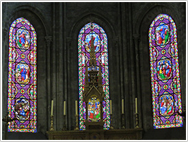 Apse arcade windows (1220), glass (19th c.), Chalon-sur-Saône Cathedral click for full-size image