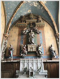 Retable of Notre-Dame de Lorette (16th c.), end of southeast aisle, St-Jean-Baptiste, Chaource click for full-size image